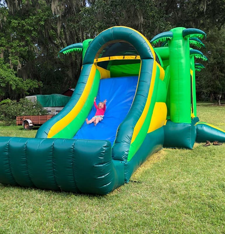 Palm Paradise Bounce House and slide with kids